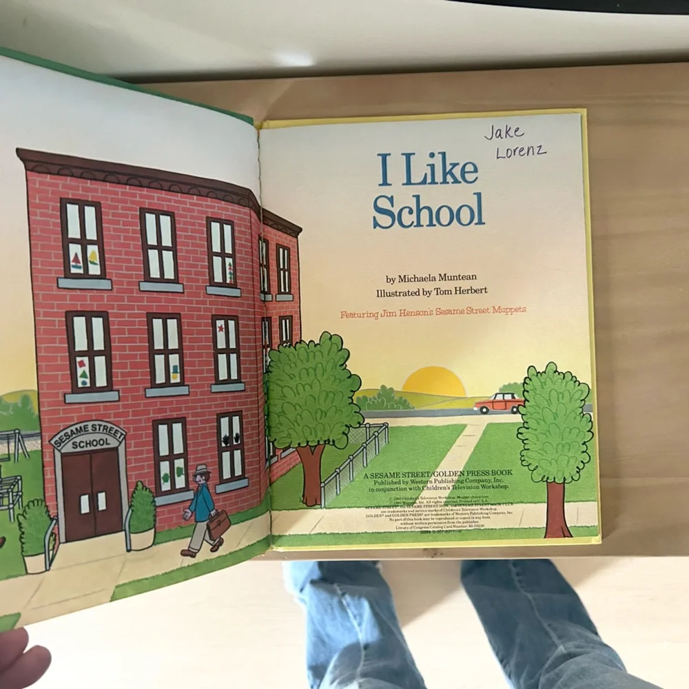 Vintage 1980 Sesame Street I Like School Hardcover Collectible Early Reader